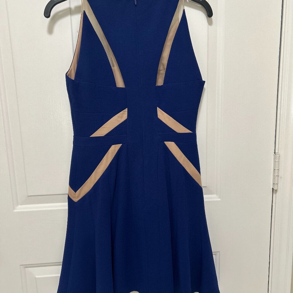BCBGMaxAzria Solie Skater Dress Orient Blue Cutout Sleeveless Size 2